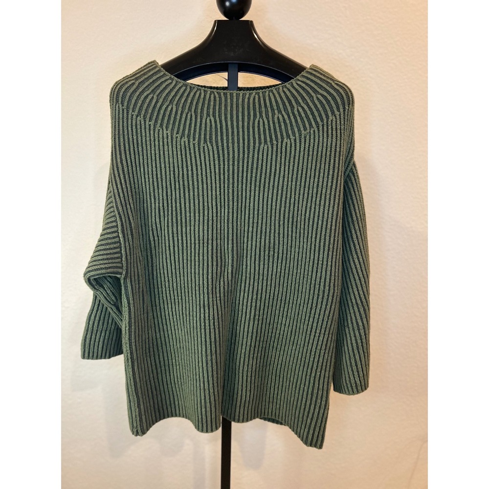 Free People Ribbed Boat‎ Neck Oversized Sweater Green Women's Size M - Picture 2 of 5